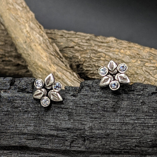 Three Leaf Earrings - White