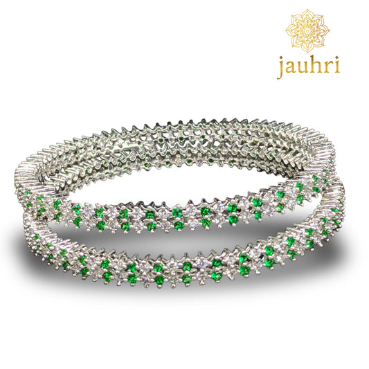 Green White Cz Bangles