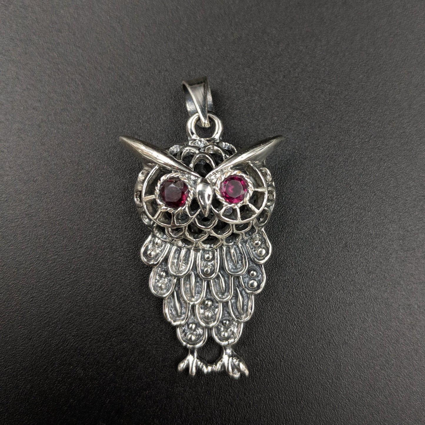 Shining Owl Pendant with Silver Chain