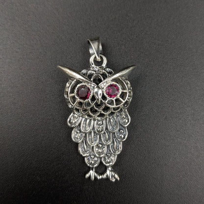 Shining Owl Pendant with Silver Chain