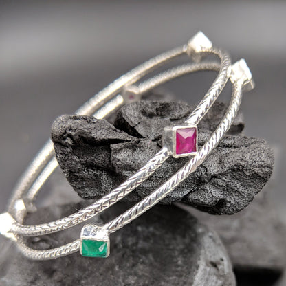Padmini Thin Bangles With Squares - Set Of 2