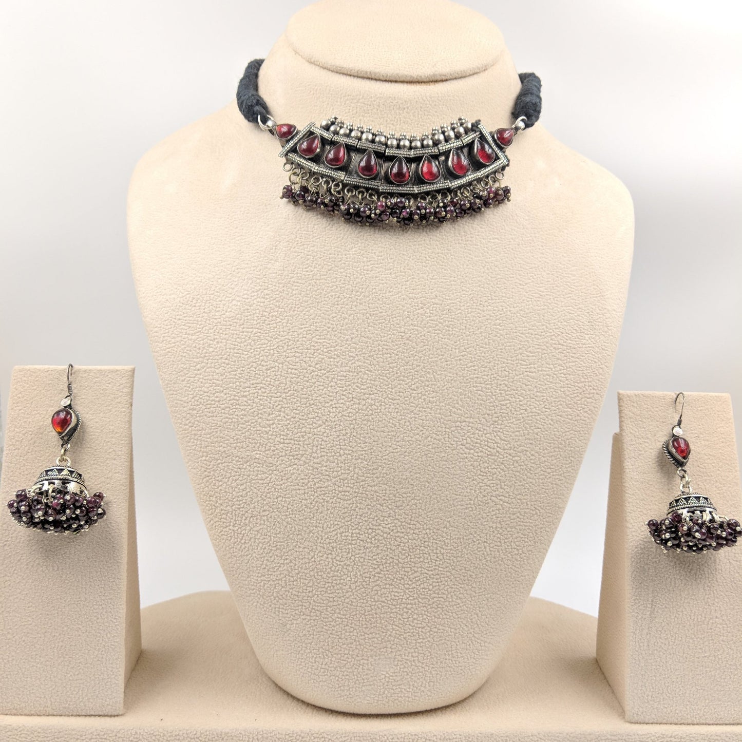 Shirisha Lal Pari Choker Set with Earrings