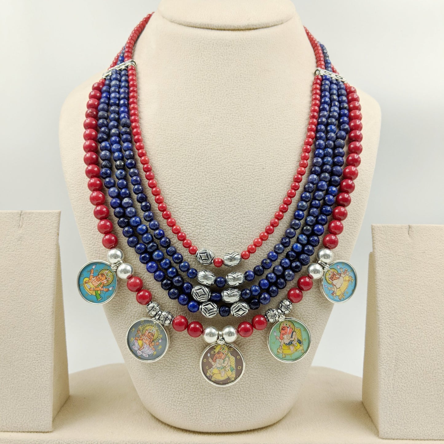 Ashwathama Handpainted Ganesh Avtar Necklace With Earrings