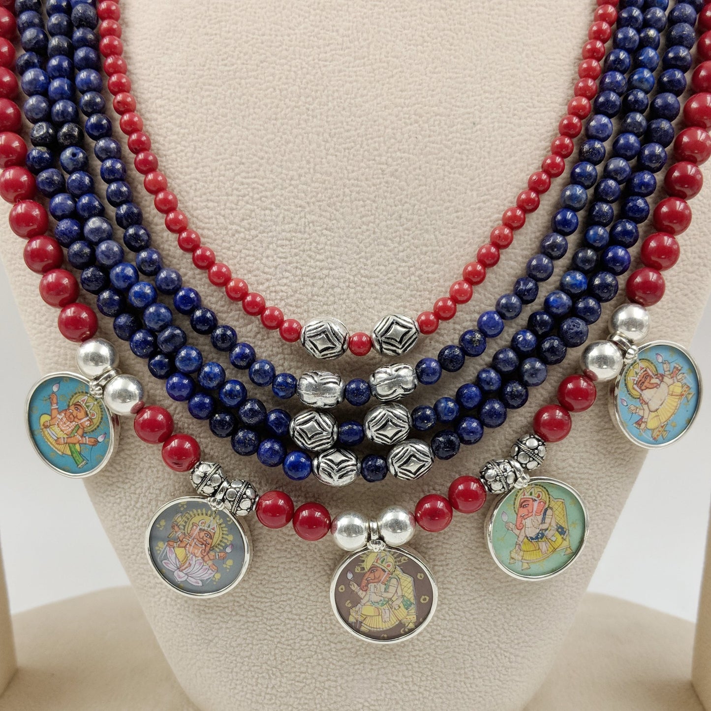 Ashwathama Handpainted Ganesh Avtar Necklace With Earrings