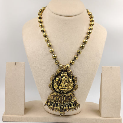 Ashwathama Temple Set With Silver Bead Chain - Gold Plated
