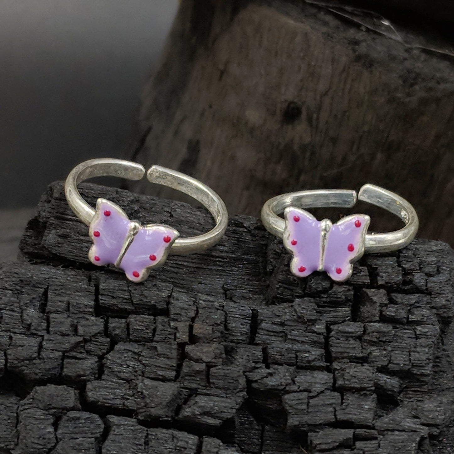 Butterfly Toe Ring - Purple - 2 pc