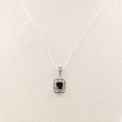 Kalyug Square Red Pendant And Earrings Set
