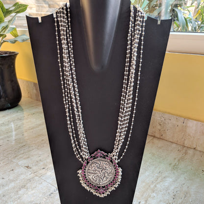 Padma Gulukand Necklace With Pearl Strings