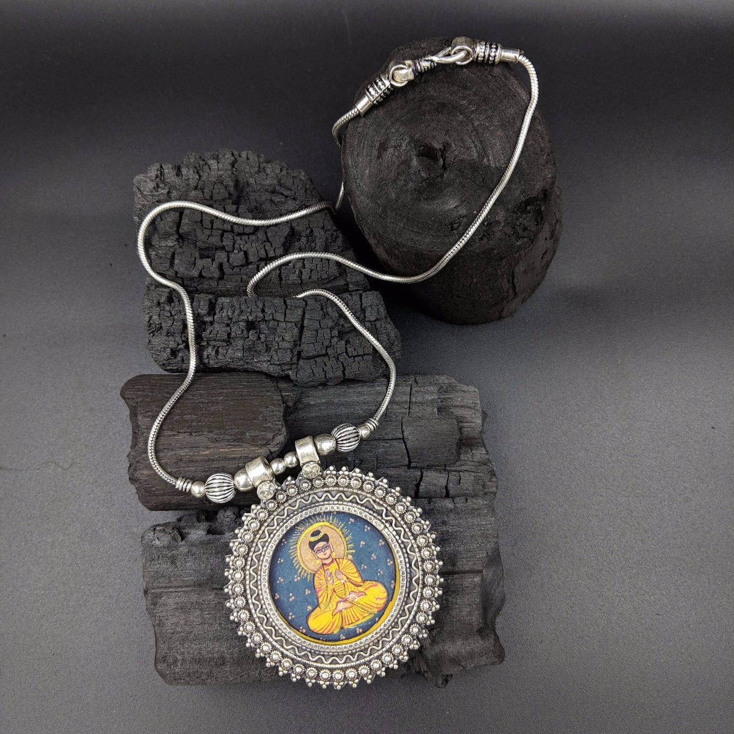 Handpainted Buddha Pendant With Chain