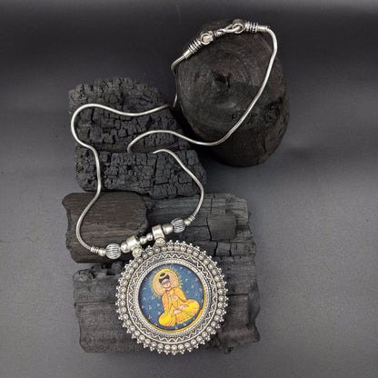 Handpainted Buddha Pendant With Chain