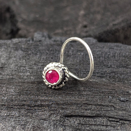 Pink Silver Nose Pin