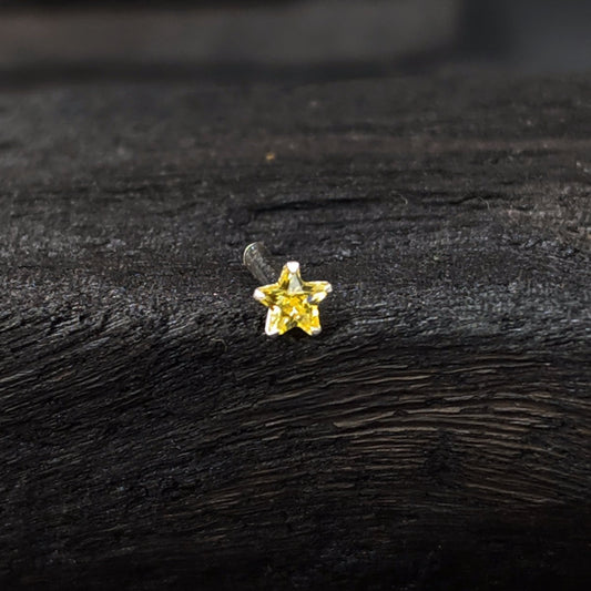 Star Yellow Nose Pin