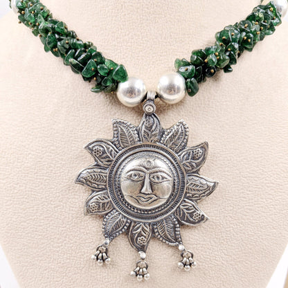 Surya Uday Green Beaded Necklace
