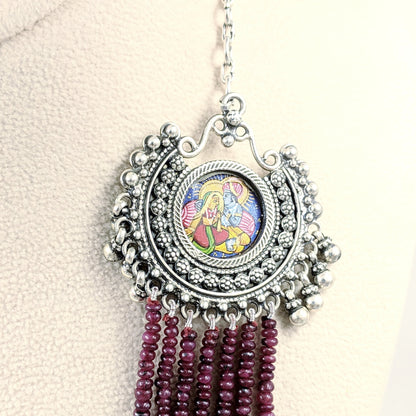 Handpainted Krishna Radha Layered Necklace