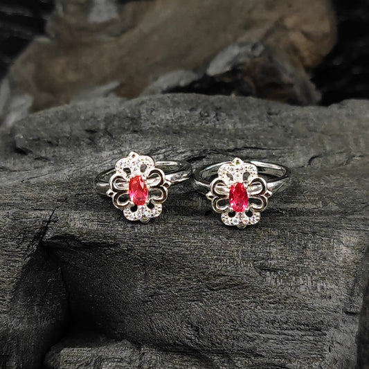 Silver Toe rings by JauhrI -PUSHP KESARI TOE RING - 2 PC