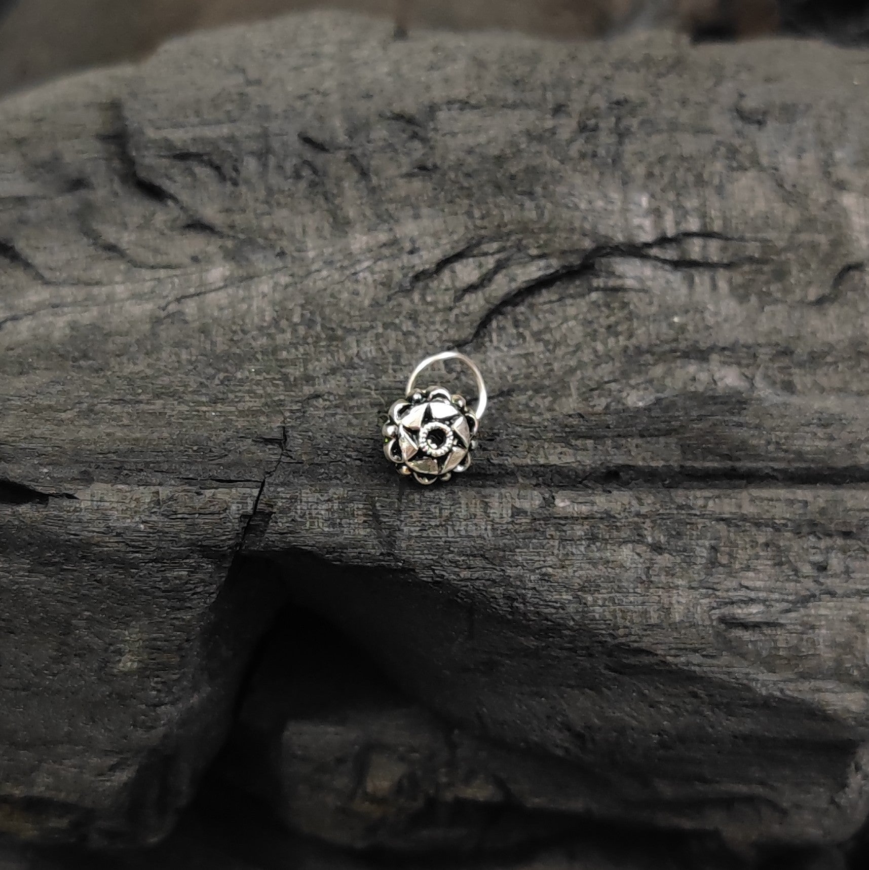 Silver Jewelry Nosepin by Jauhri Toe rings by Jauhri -circular nosepin - wired