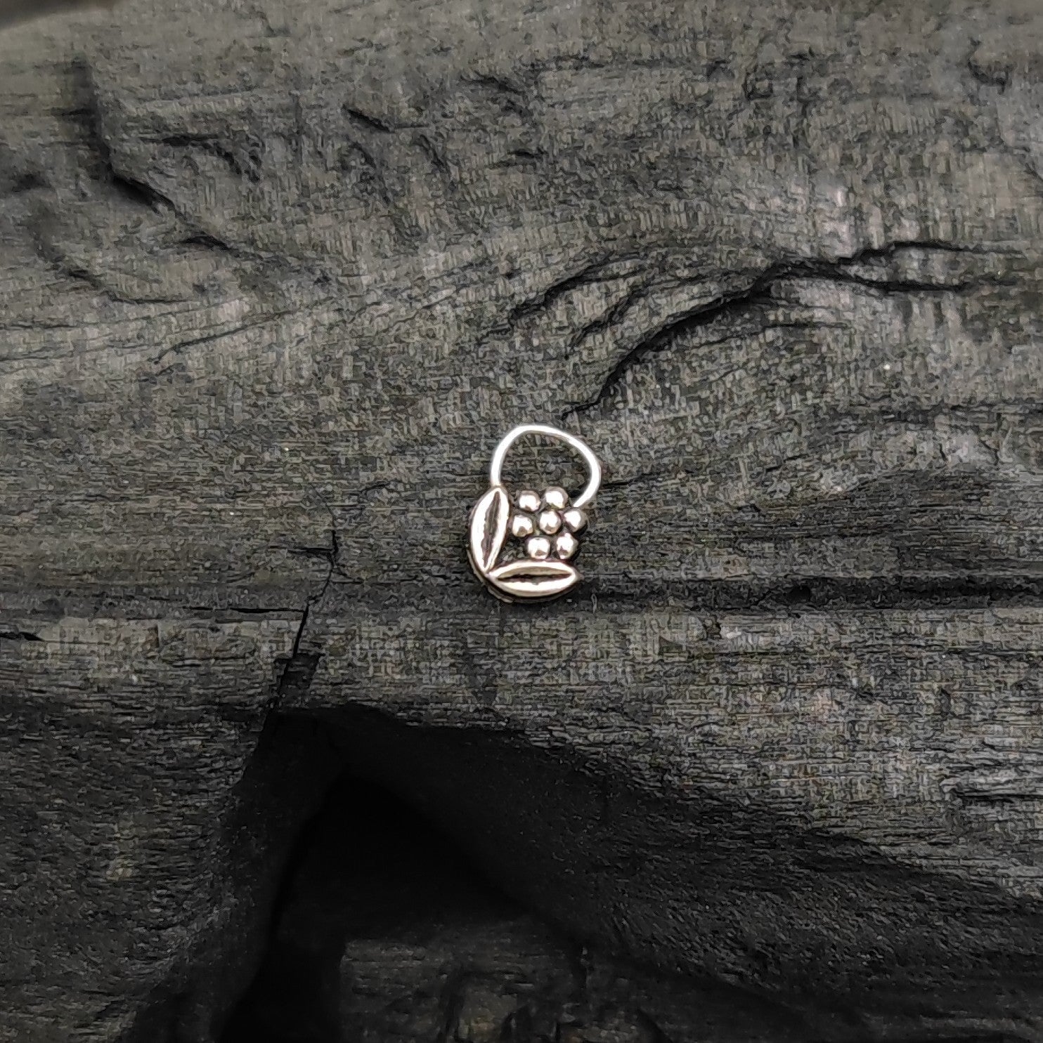 Silver Jewelry Nosepin by Jauhri Toe rings by Jauhri -flowerbud nosepin - wired