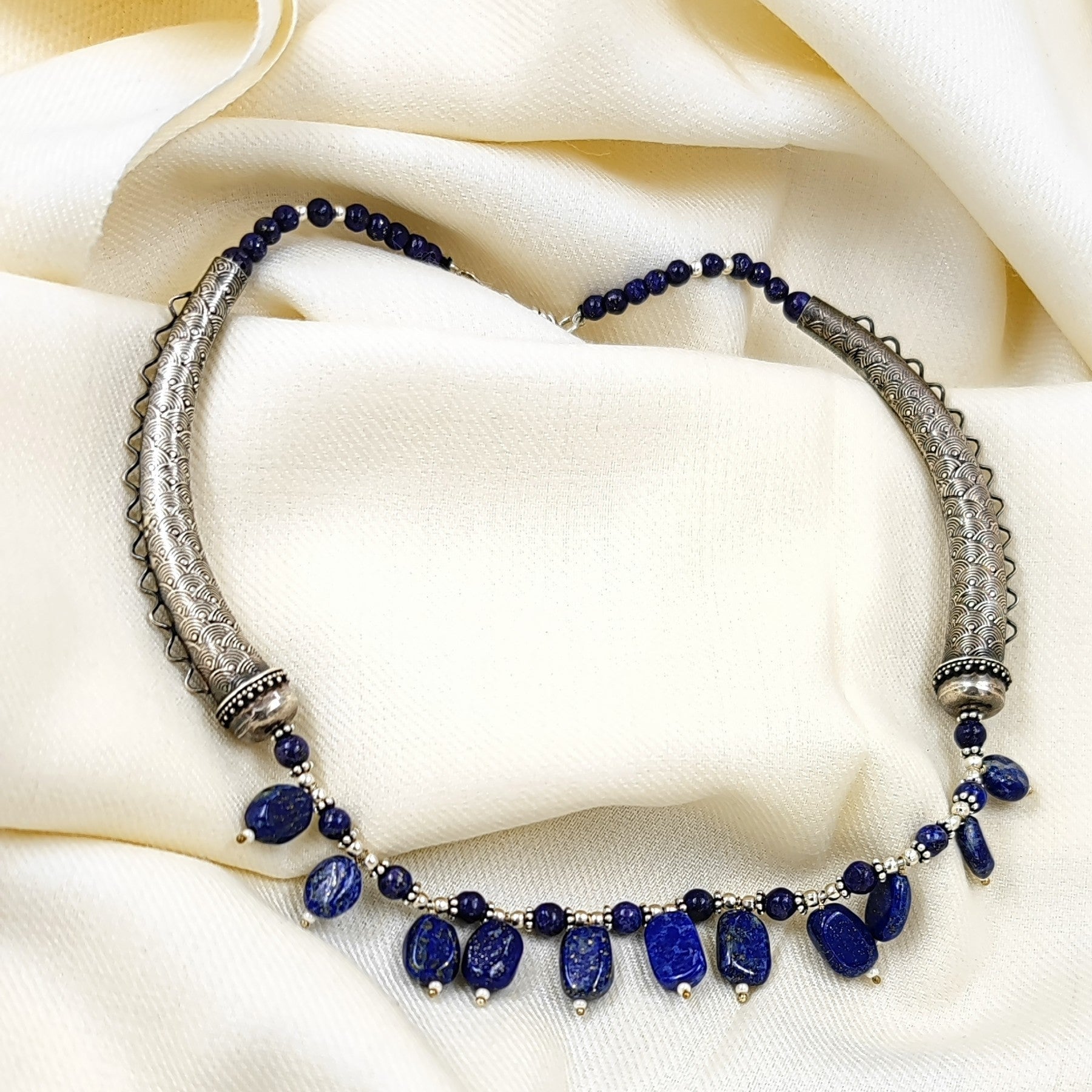 Jauhri Precious Mala Lapis Lazuli Drop Necklace