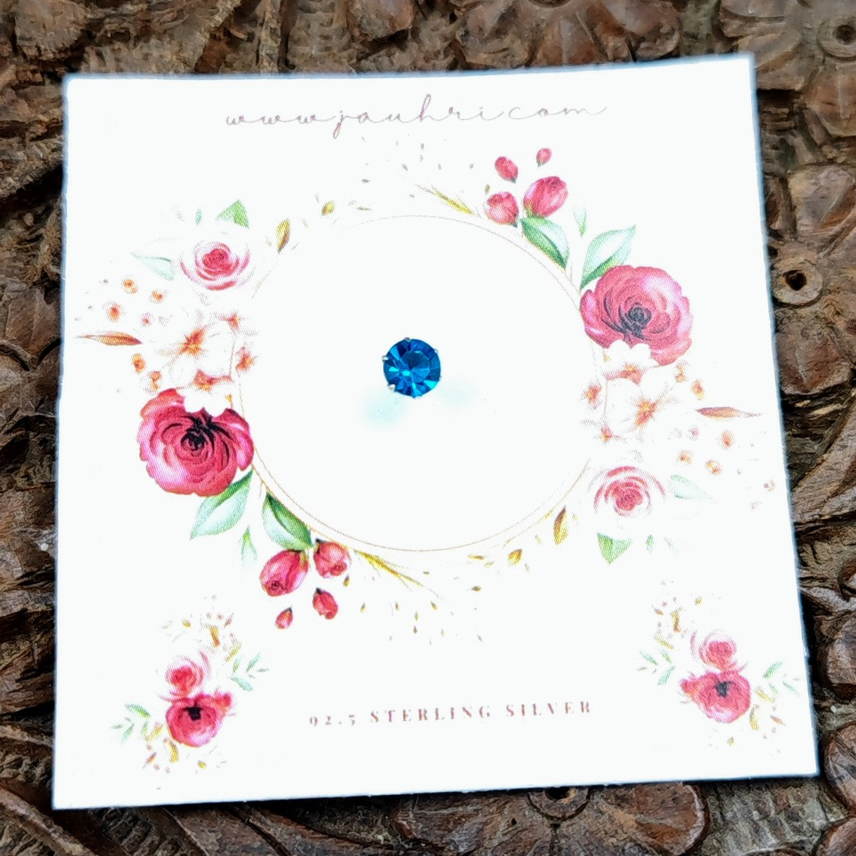 Silver Jewelry Nosepin by Jauhri Toe rings by Jauhri -round blue stone nosepin