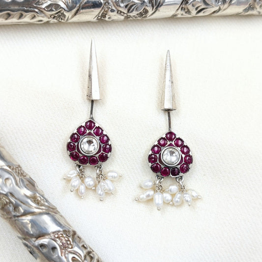 Silver Jewelry Earrings by Jauhri 92.5 Silver - Gul Pankh Cone Bugadi