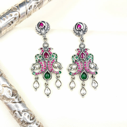 Silver Jewelry Earrings by Jauhri 92.5 Silver - Gul Sangam Earrings