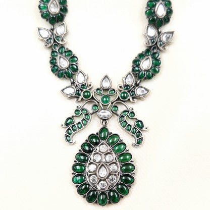 Silver Jewelry Necklace by Jauhri 92.5 Silver - Pushpa Bel Necklace Set With Jhumka