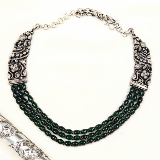 Silver Jewelry Necklace by Jauhri 92.5 Silver - Har Jadau Necklace