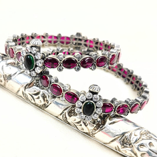 Silver Jewelry Bangles by Jauhri 92.5 Silver - Pink Boondi Bangles