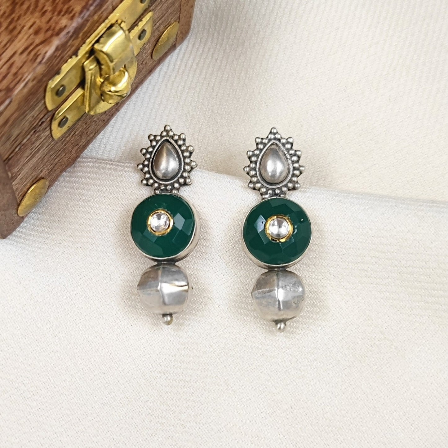 Silver Jewelry Earrings by Jauhri 92.5 Silver - Kundan Urja Earrings