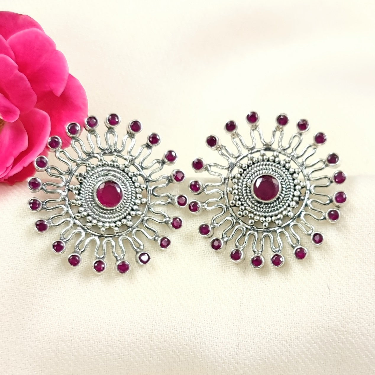 Silver Jewelry Earrings by Jauhri 92.5 Silver - Gul Khil Studs