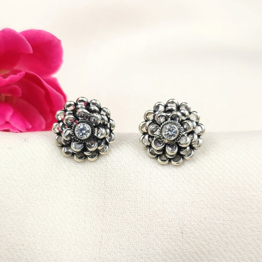 Silver Jewelry Earrings by Jauhri 92.5 Silver - Chandramukhi Studs