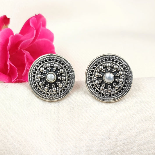 Silver Jewelry Earrings by Jauhri 92.5 Silver - Pearl Shattrani Studs