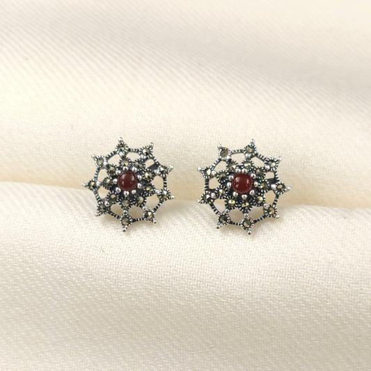 Silver Jewelry Earrings by Jauhri 92.5 Silver - Rangoli Marcasite Earrings