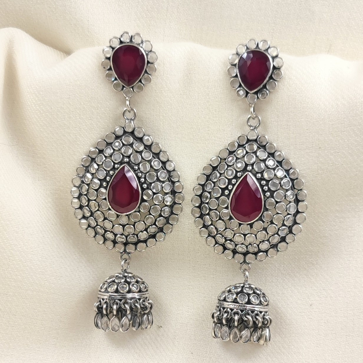 Silver Jewelry Earrings by Jauhri 92.5 Silver - Padmini Rajkumari Jhumka