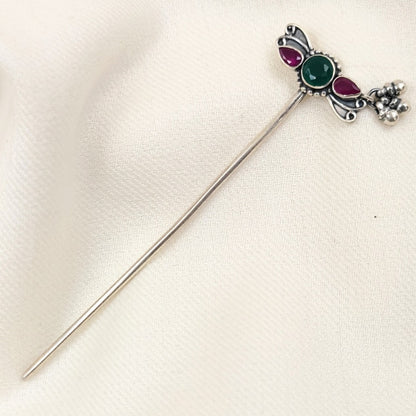 Silver Jewelry Hairpin Judapin by Jauhri 92.5 Silver - Butterfly Ghunghroo Judapin