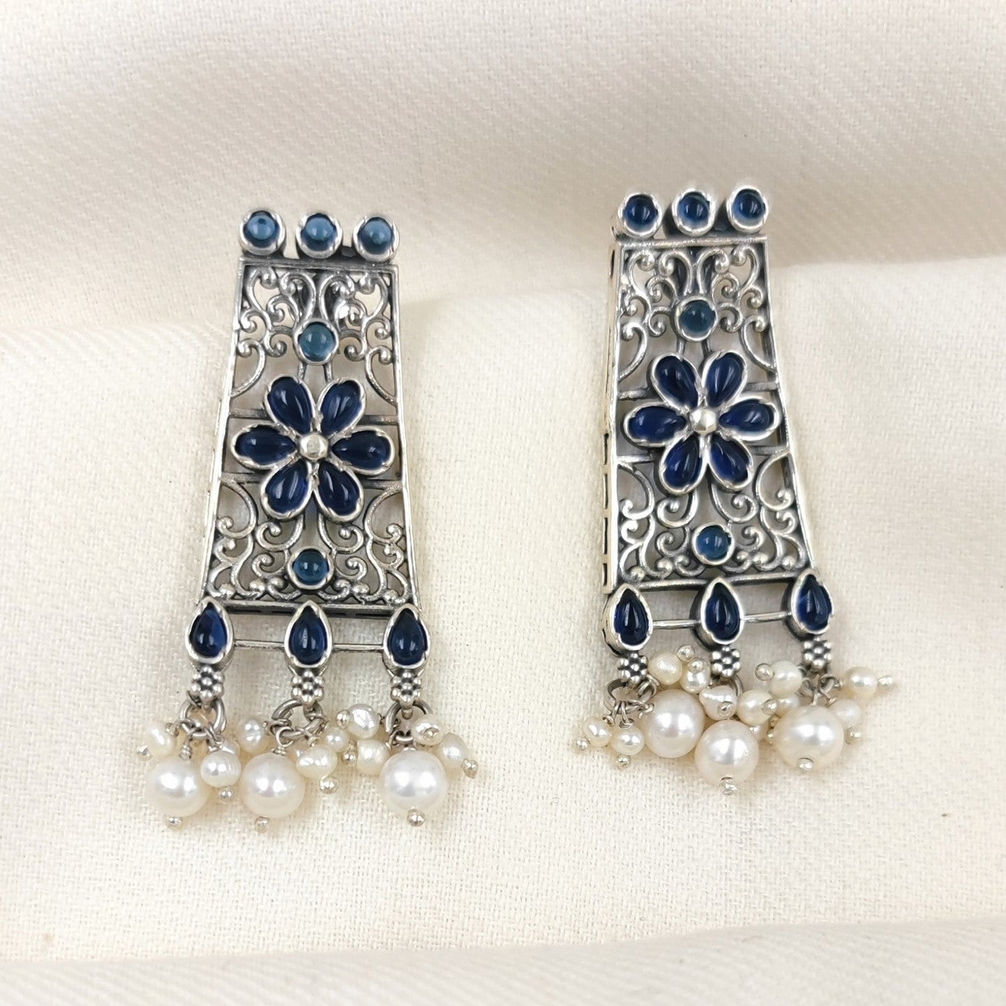 Silver Jewelry Earrings by Jauhri 92.5 Silver - Neel Kusum Earrings