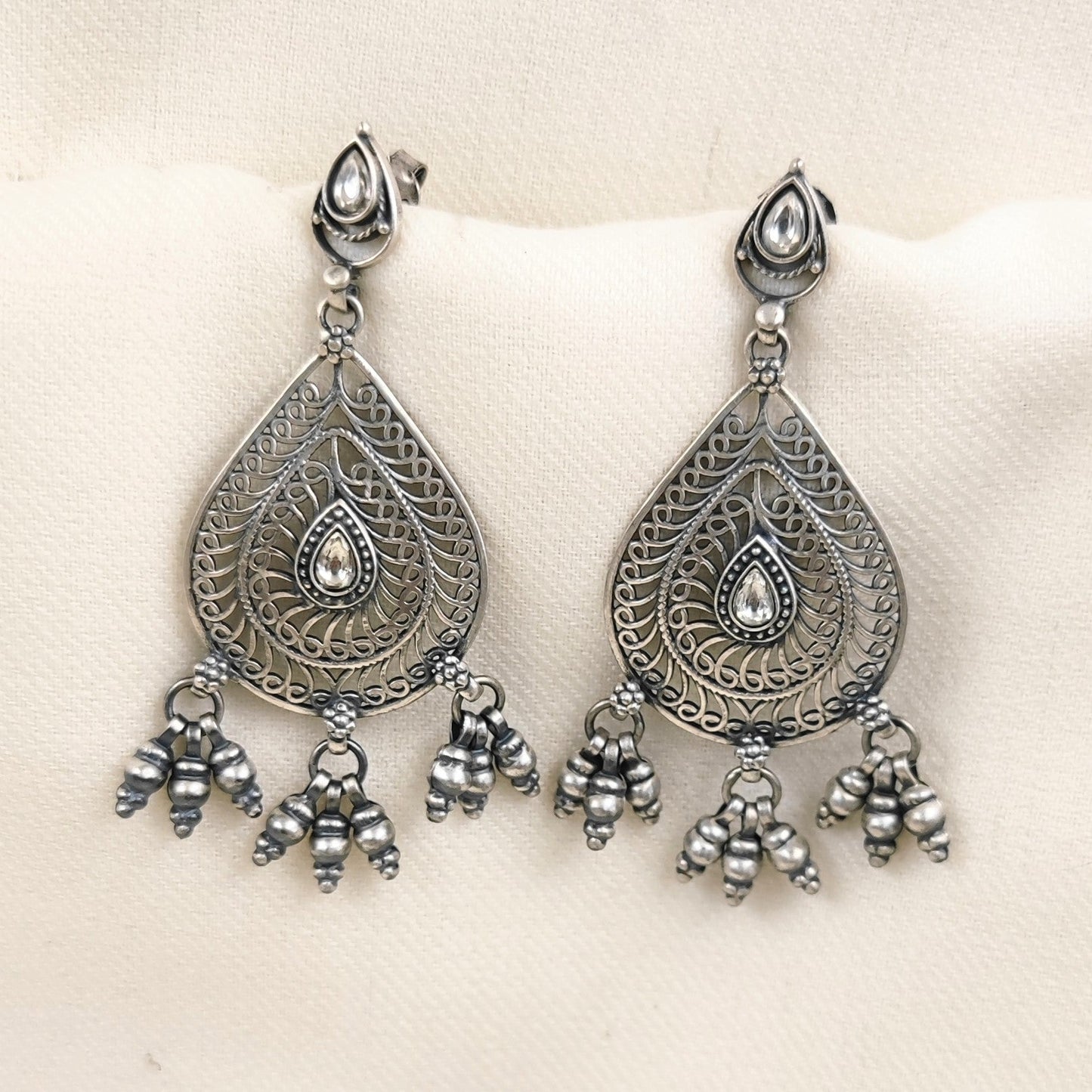 Silver Jewelry Earrings by Jauhri 92.5 Silver - Patra Rachna Earrings