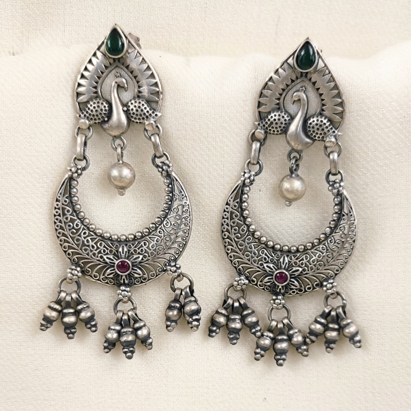 Silver Jewelry Earrings by Jauhri 92.5 Silver - Mor Nakshatra Earrings