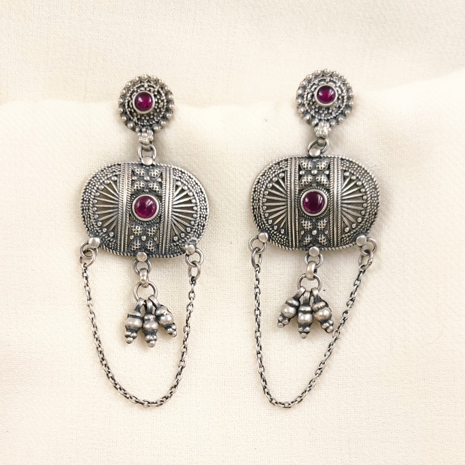 Silver Jewelry Earrings by Jauhri 92.5 Silver - Gul Ras Earrings