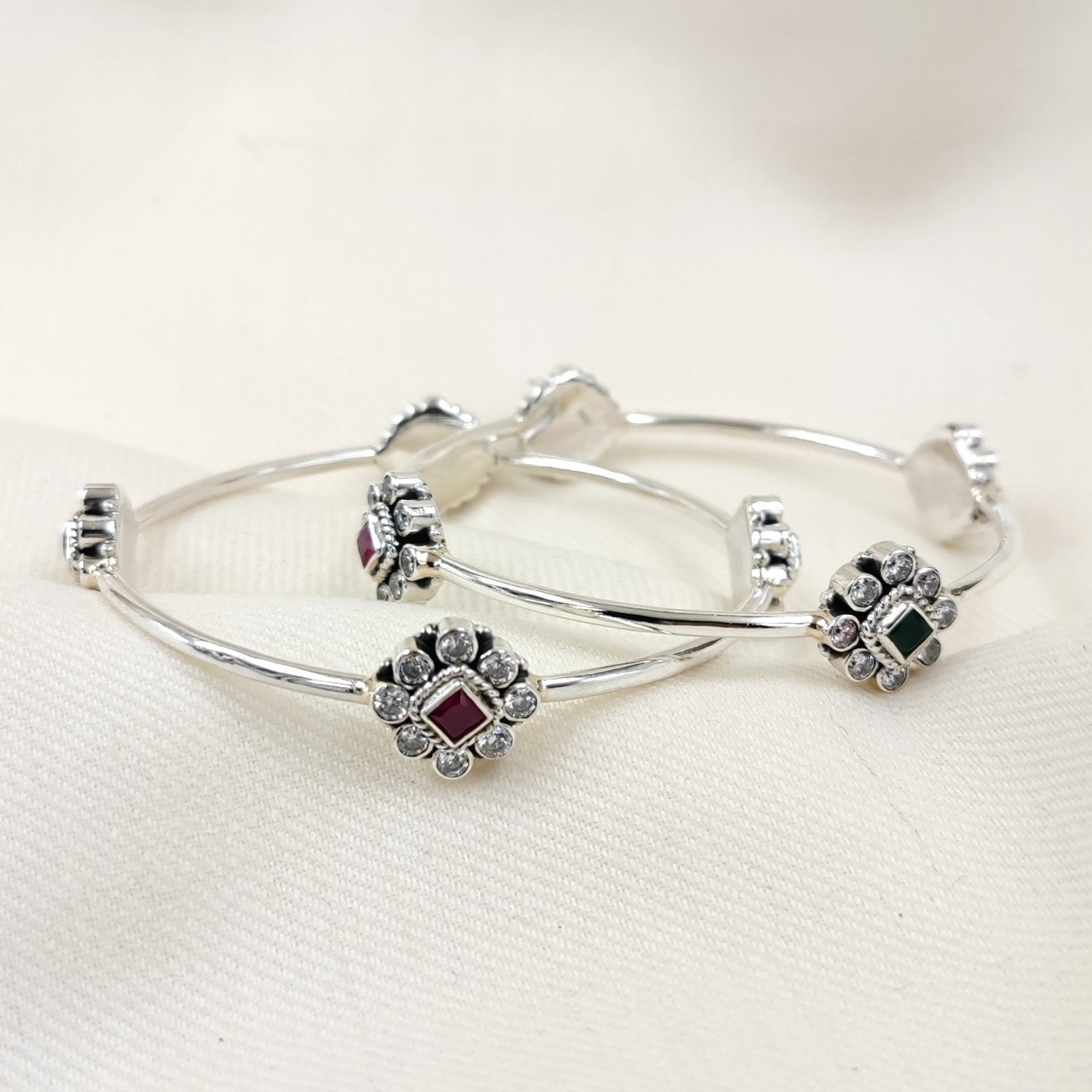 Silver Jewelry Bracelets by Jauhri 92.5 Silver - Padma Pushpa Bangles 2.8