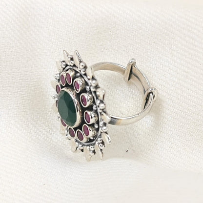 Padma Pushp Green Pink Ring