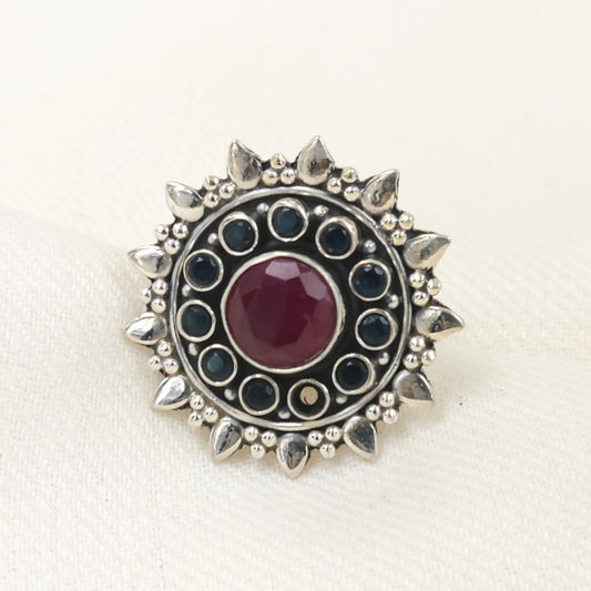 Silver Rings by Jauhri -PADMA PUSHP PINK BLUE RING