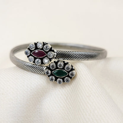 Silver Jewelry Bracelets by Jauhri 92.5 Silver - Padmini Pink Green Pushp Bangle