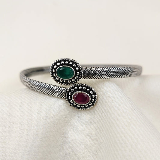 Silver Jewelry Bracelets by Jauhri 92.5 Silver - Padmini Pink Green Boondi Bangle