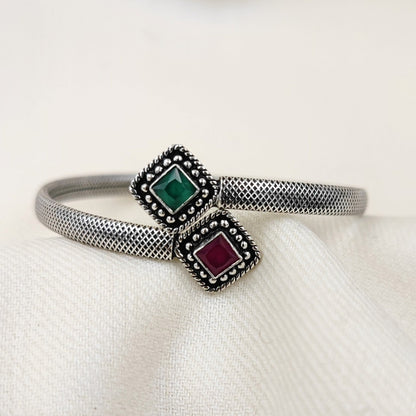 Silver Jewelry Bracelets by Jauhri 92.5 Silver - Padmini Pink Green Itta Bangle
