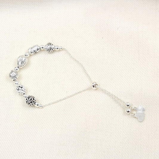 Silver Jewelry Bracelets by Jauhri 92.5 Silver - Slider Damru Goli Bracelet