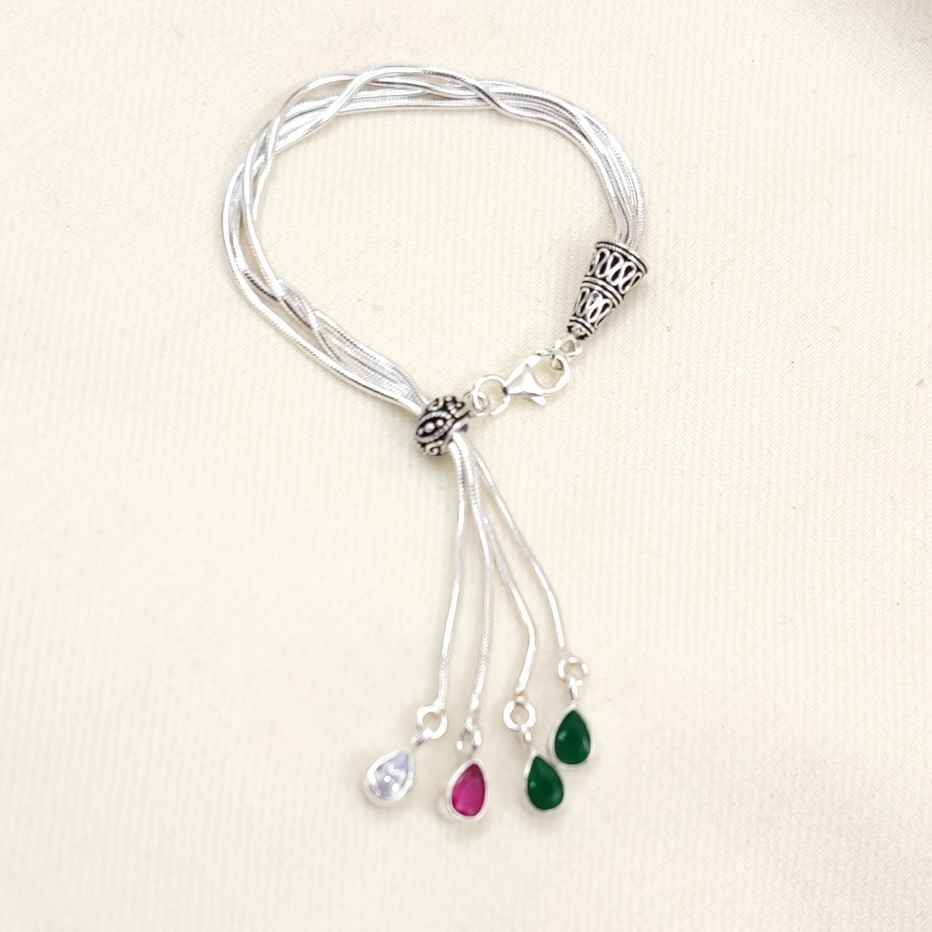 Silver Jewelry Bracelets by Jauhri 92.5 Silver - Slider Color Drops Bracelet