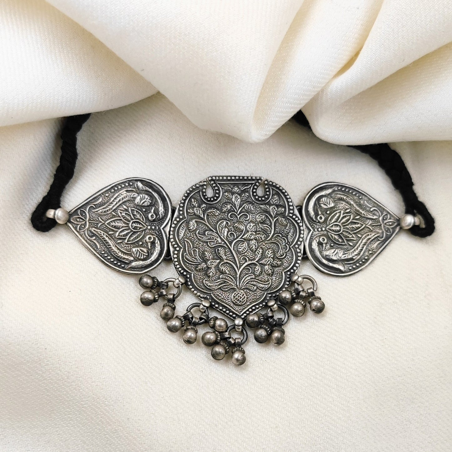Silver Jewelry Necklace by Jauhri 92.5 Silver - Mayur Guldastan Choker
