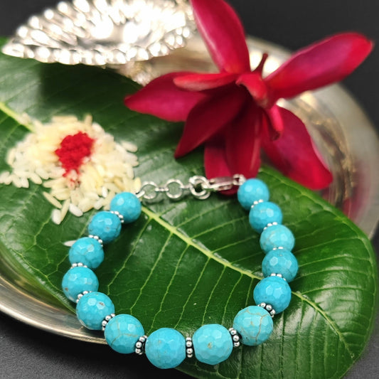 Silver Jewelry Rakhi by Jauhri 92.5 Silver Rakshabandhan Special - Turquoise Ring Bracelet