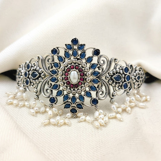 Silver Jewelry Necklace by Jauhri 92.5 Silver - Harsingar Neel Choker